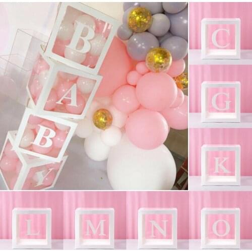 1Pcs Baby Shower Letter A-Z Gift Boxes Square Transparent Box Balloon Packing Party Decoration