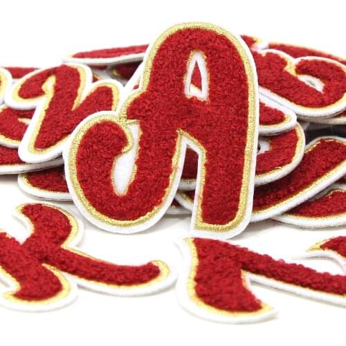 1Pcs Red Letter Patch Iron On Patches For Clothes 3D Letters Alphabet Towel Embroidered Patches Clothing Sticker For Bag Jacket