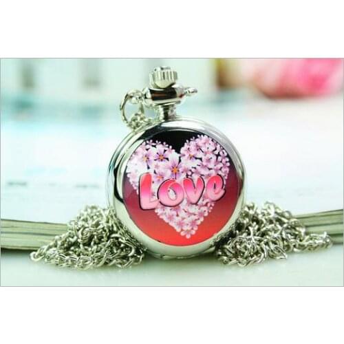 Wholesale 10 PCS/lot Fashion quartz enamel heart quartz pendant Modern hours pendant Necklace pocket watches