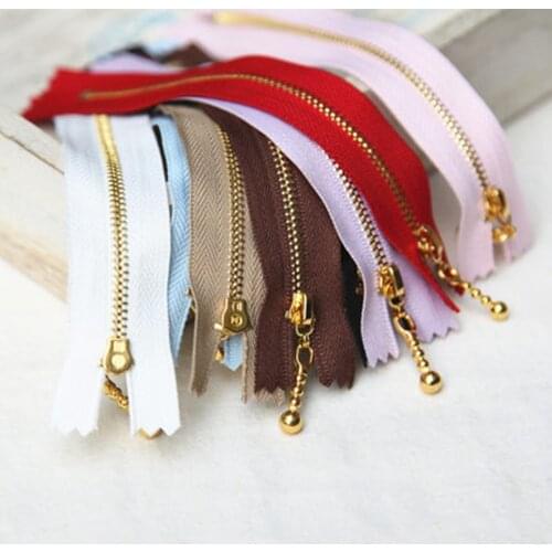 10PCS/LOT Zippers Gold Water Drop Head Copper Puller Zipper DIY Sewing vestidos Bag Accessories 12CM 15CM 20CM Zip