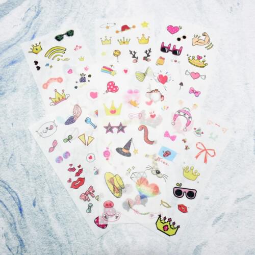 2 packs 12sheets cute cartoon flowers and birds stickers childrens stationery transparent handbook DIY photo album