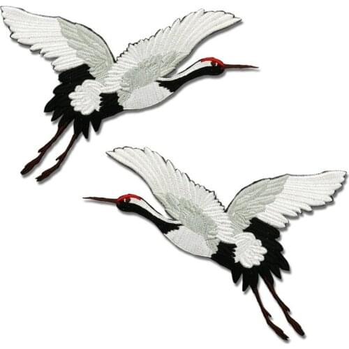 20pcs/lot DIY Luxury Sew Large Embroidery Patch Chinese Crane Bird for Clothing Decoration Women Dress Shirt