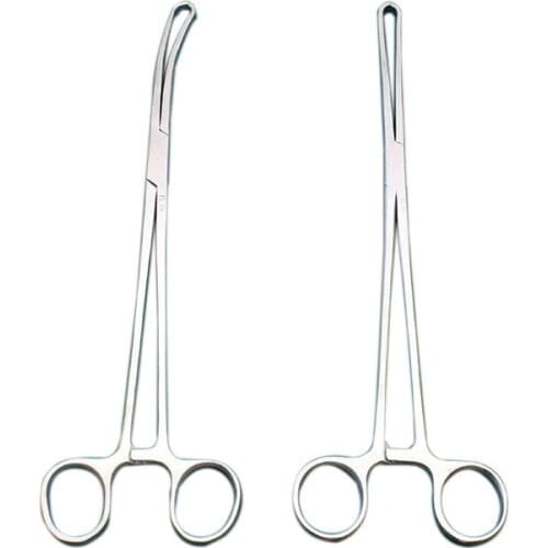 25cm Cervical forceps straight head elbow 2 x 3 teeth surgical gynecology stainless steel cervical forceps solidity 51HR