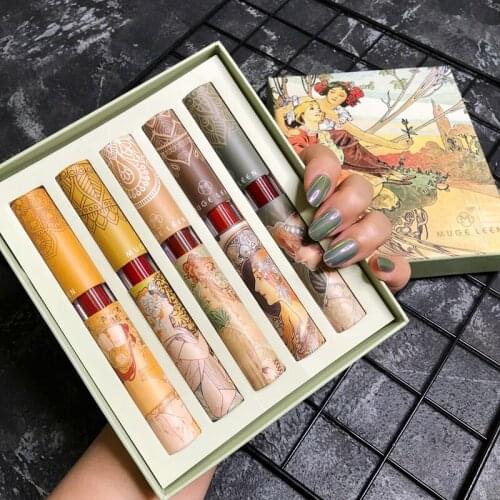 5PCS/SET Matte Sexy Lip Gloss Velvet Matte Lipstick Long Lasting Moisturizer Waterproof Cosmetic Lip Makeup Lip gloss Lip Stick