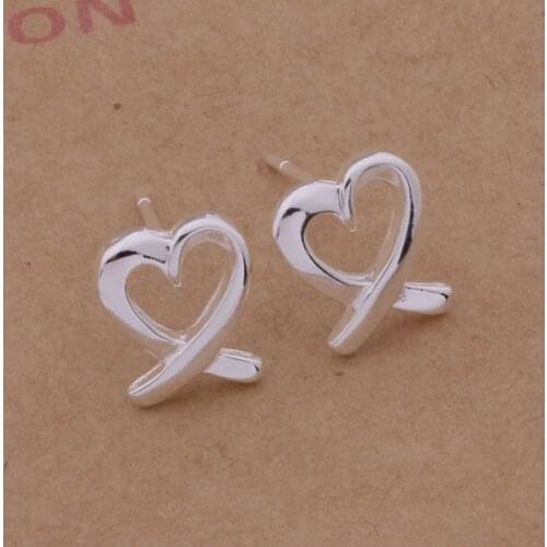 AE192 Hot sterling earrings , fashion jewelry , Twisty heart /cbraksya alxajdea silver color