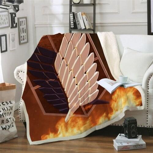 Attack on Titan Plush Blanket Attacking Giant Sherpa Throw Blanket Home Textile Cartoon Bedspread for Bed Sofa