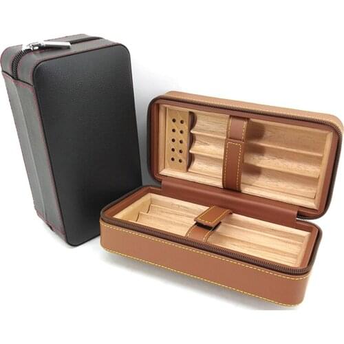 Cedar Wood Travel Cigar Humidor Box With Humidifier Hygrometer Humidor Cigar Box Case Glass Humidors Fit 20-30 COHIBA Cigars