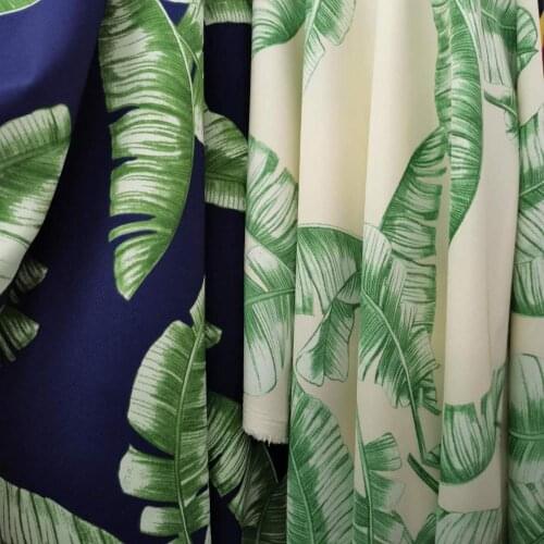 Elastic Fabric For Dress Big Banana Leaf Suit Abstract Printing Trousers Chiffon