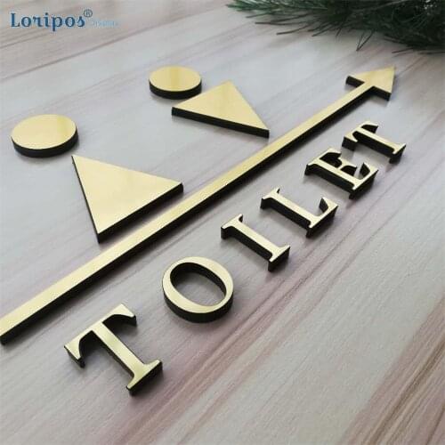 Customized Fake Metal Men And Women Wall Mount Tag Bathroom Wc Plate Acrylic Signage Letter Block Creative Toilet Service Sign