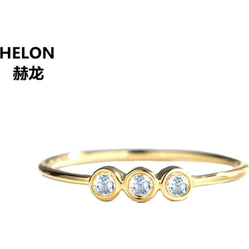 Solid 14k Yellow Gold Women Ring Natural Aquamarine Engagement Ring Wedding Fine Jewelry Romantic Cute Tree Stone