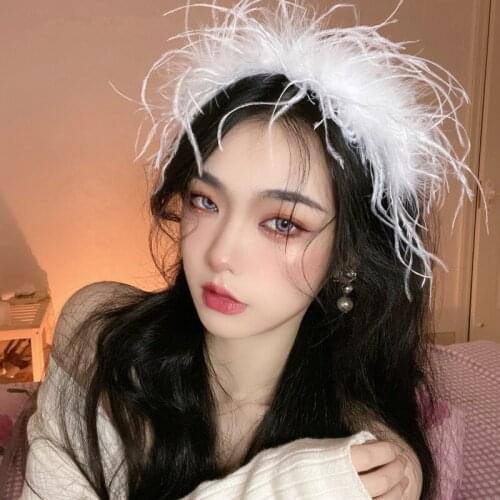 Creative New Ostrich Hair Hoop Super Fairy Photo Plush Clothing Accessories Headwear