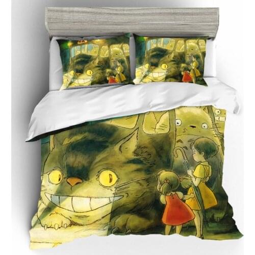 Cute Totoro Bed Linen Set Cartoon Anime Bedding Set Duvets And Linen Sets Roupa De Cama Bed Sheets and Pillowcases Home Textiles