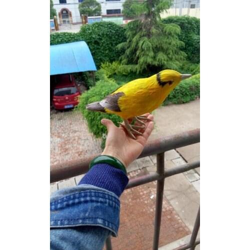 Simulation bird 20x14cm yellow bird Handmade craft model,polyethylene&furs toy prop. home decoration Xmas gift w4139