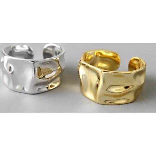 Fashion Irregular Concave Convex Gold Silver Color Ring Width Open Finger Ring For Women Men