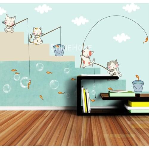 Cartoon Cats Wallpapers 3 d Murals Wallpaper for Walls Paper in Rolls 3d on Wall Papers Home Decor Living Room Kids Boy Bedroom