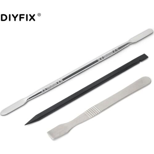 DIYFIX 3 in 1 Metal Plastic Spudger Tools Set Repair Opening Pry Tool Kit for iPhone iPad Samsung Smartphone