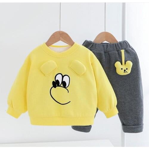 New Autumn Kid Boy Girl Clothing New Kid Casual Tracksuit Long Sleeve Cute Cartoon Sets Infant Clothes Girls Hooded Pants 2pcs