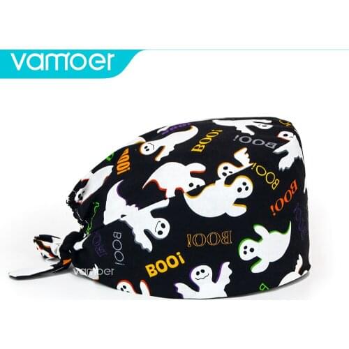 New Adjustable scrubs women Unisex Printing Cotton Scrub Hat Beauty Salon Working Caps Nurse Hat Elastic Nurse Accessories