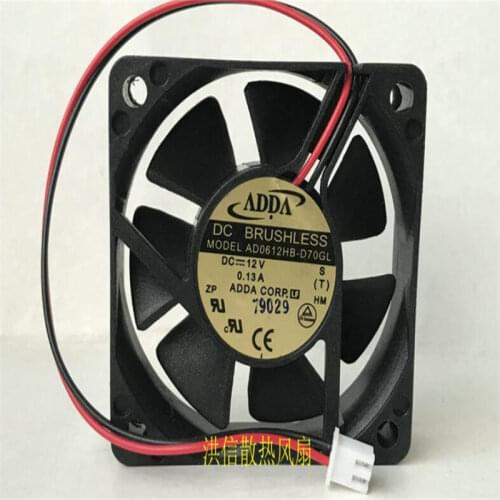 Original ADDA 6015 AD0612HB-D70GL DC12V 0.13A 2 wire axial flow fan