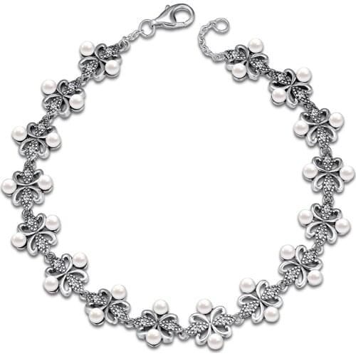 Authentic 925 Sterling Silver Lace Botanique Bracelet for Women Jewelry Free Shipping
