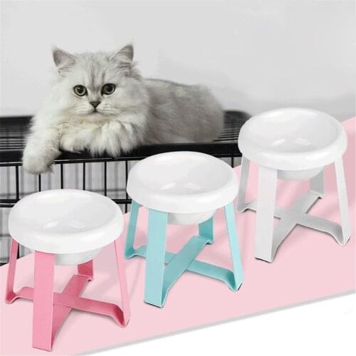 Anti-Slip Elevated Single Dog Bowls Protection Cervical Pet Feeding Dish Cat Food Drinking Water Feeder with Stand Ceramic Bowl