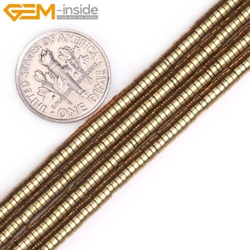 Gem-inside 2x4mm kinds of Metallic Coated Hematite Heishi Spacer Beads For Jewelry Making Strand 15"DIY gift