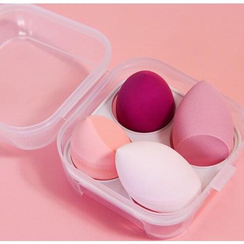Pink 4Pcs Makeup Cosmetic Puff Makeup Sponge with Storage Box Foundation Powder Sponge Beauty Tools Women Make Up Accessories