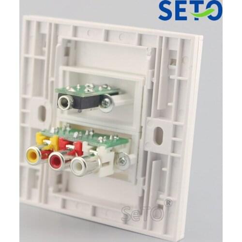 SeTo 86 Type RCA AV Audio + 3.5mm Earphone Connector Panel Wall Plate Socket Keystone Faceplate