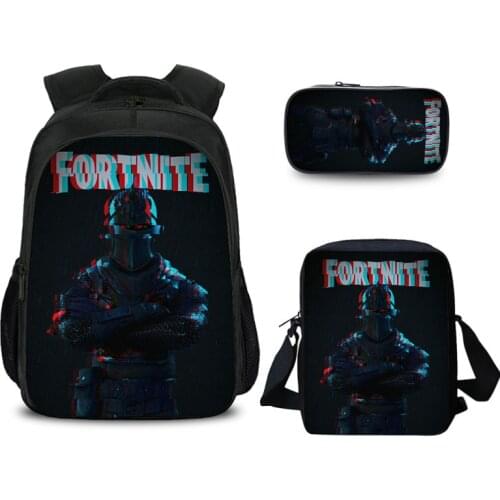 Fortnite 3D Pattern School Bag Women Men Travel Teenagers Backpack Nylon Battle 3pcs Primary Kids Boys Mochilas