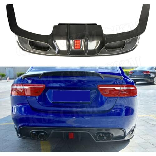 Carbon Fiber Rear Lip Spoiler Diffuser With LED Light Fits for Jaguar XE 2015 2016 2017 2018