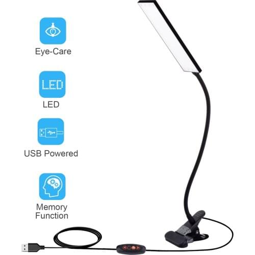 KEXIN 5W LED Clip on Desk Lamp with 3 Modes 48pcs lamp beads Dimmer 14 Levels Clamp Table Lamp