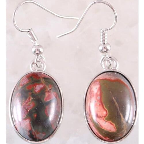 Drop Earrings for Women Natural Red Picasso Jaspers Oval CAB Cabochon Stone Beads Dangle Earring Jewelry Gift 1Pair U428
