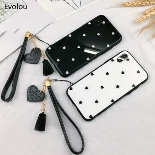 Love Heart Hard Cover For Xiaomi 9 8 SE Mi 5x 6x Mix3 Max2 Note3 Tempered Glass Case For Xiaomi Play Max3 Tassel Lanyard Cover