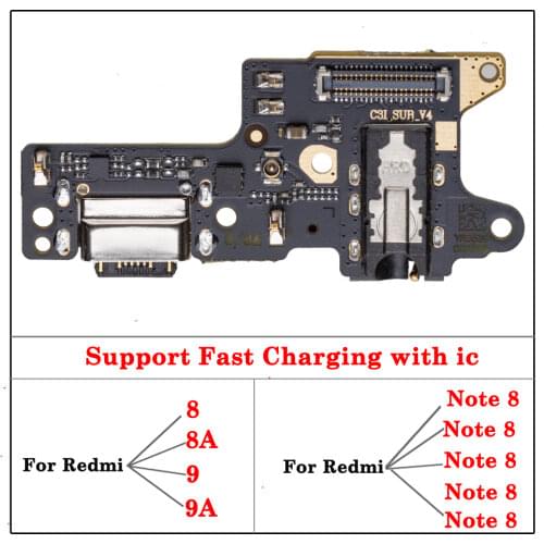 1pcs Bottom USB Charger Port Connector Flex For Xiaomi Redmi Note 8 Pro Dock Charging Flex Cable Replacement