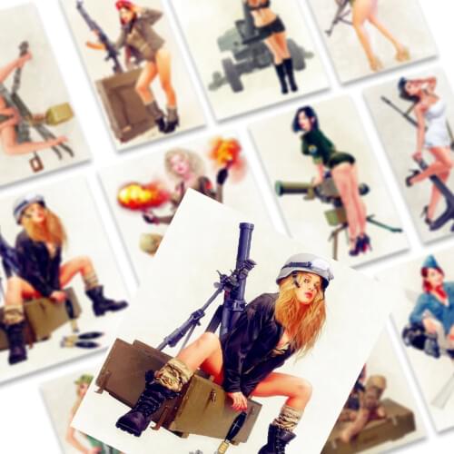 Three Ratels 12pcs sexy Ukraine beauty girl with weapon NO Repeat Mixture Stickers On The Car Motorcycle Luggage Laptop Bike