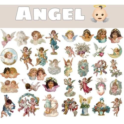 35PCS angel Stickers Crafts And Scrapbooking stickers book Student label Decorative sticker DIY Stationery