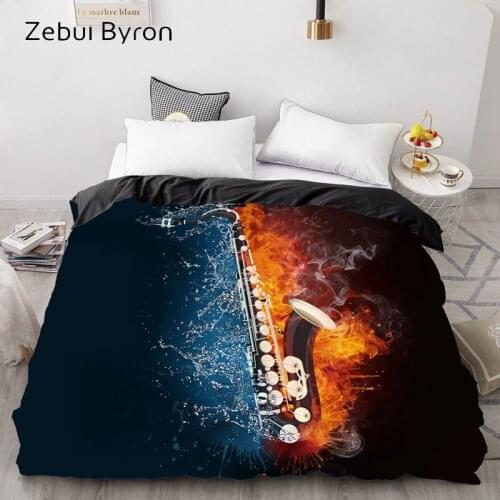 3D HD Digital Print Custom Duvet Cover,Comforter/Quilt/Blanket case Black Saxophone,Bedding 220x240/200x200/Queen/King