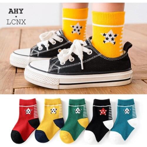 5 Pair/Lot Girls Boys Socks Cotton Thin Breathable Striped Dots Soft Baby Children Thin Socks For Autumn Spring 1-12 Years Kids