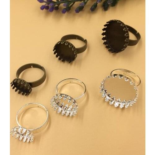 50set--12/15/20mm pad adjustable Bottle cap ring for jewelry findings --color& option