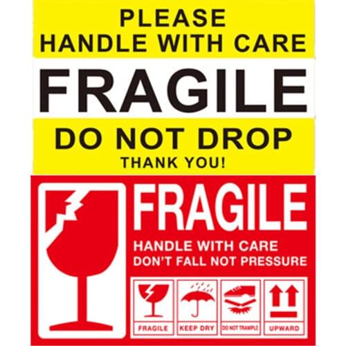 50pcs Big Red/yellow Warning Move Labels Fragile Stickers Do Not Bend Handle with Care Packing Labels Stickers for Goods Packing