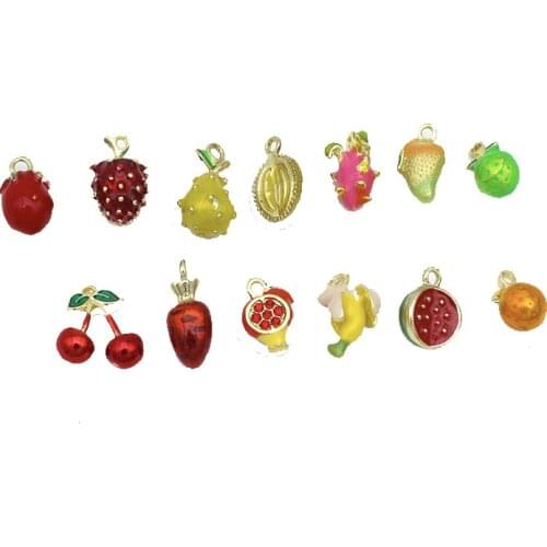 6pcs 3D Strawberry Cherry Fruits Charms Enamel Ear Charms for Earring Jewelry Making Bulk Kawaii Phone Keychain Accessories
