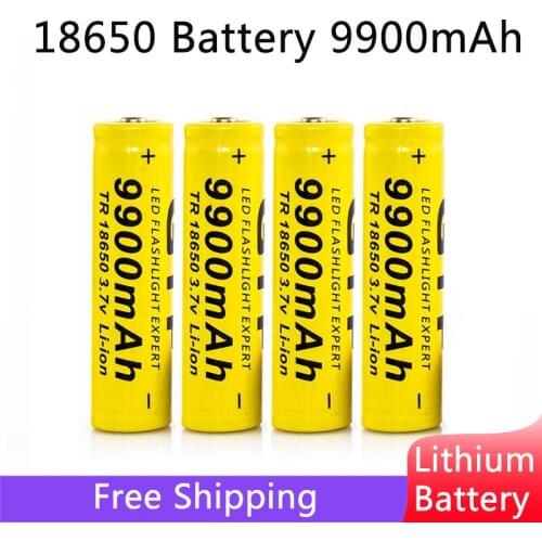 New 18650 battery 3.7V 9900mAh rechargeable Li-ion battery for Led flashlight Torch batery lithium battery+ Free Shipping