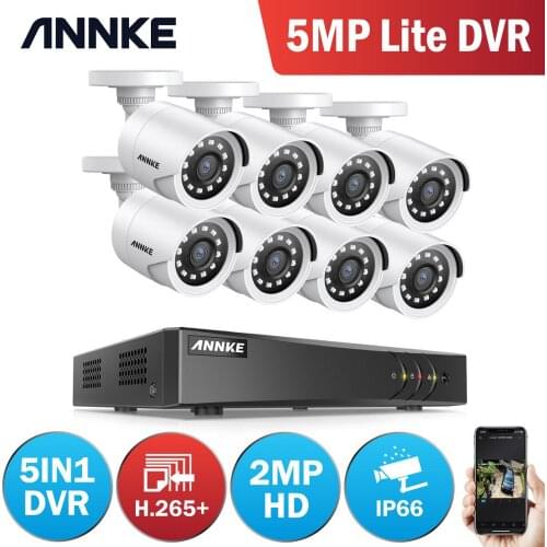 ANNKE 2MP HD Video Security System 8CH H.265+ 5MP Lite DVR With 8X 1080P Smart IR Bullet Waterproof Surveillance Camera CCTV Kit
