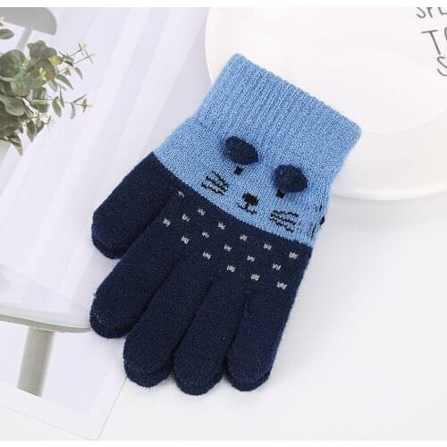 ARLONEET Kid Girls Boys Winter Knit Thicken warm Gloves knitting mittens Stitching Carton Plus velvet Cartoon animal Gloves CD04