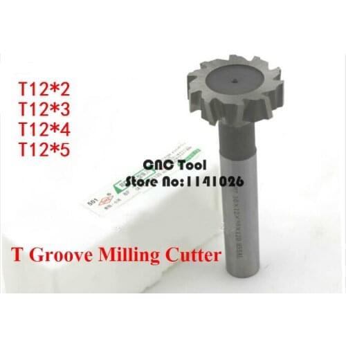 Free delivery 4PCS T12*2*3*4*5 high speed steel Straight shank T groove milling cutter T type Straight shank milling cutter