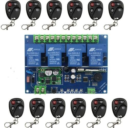 DC12V 24V 36V 48V 30A 4CH Wireless RF Remote Control Switch Transmitter+ Receiver for Appliances Gate Garage Door lamp/ window