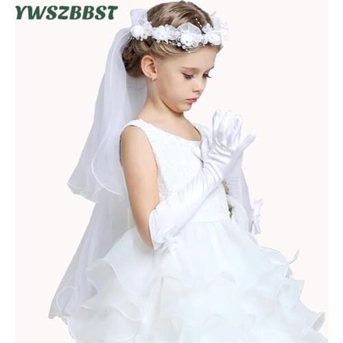 Child Girls Gloves Kids Satin Long Gloves Childrens Day Gifts Party Prom Dance Gloves with Bowknot Children Fashion Accessories