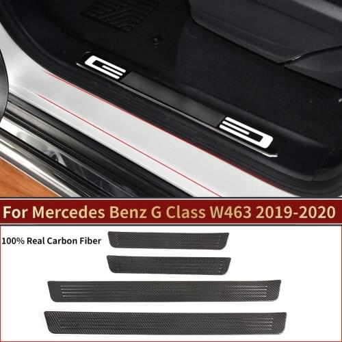 For Mercedes Benz G Class W463 G350 2019-2020 100% Real Carbon Fiber Exterior Door Sill Protect Plate Trim Car Accessories