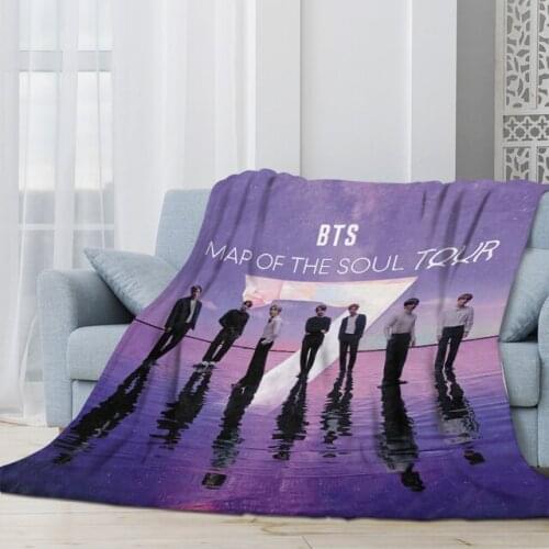 Kpop Star Flannel Throw Blanket Korean Handsome Boys Singing Group Print Blankets for Sofa Adults Soft Blanket Warm Bed Cover