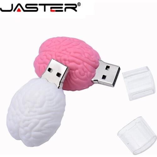 JASTER Fashion Usb Flsh Drive 64GB 32GB 16GB 8G 4GB Cartoon Brain Model Pendrive Cute Usb Memory Stick Real Capacity Usb Key